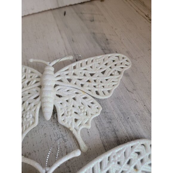 White butterfly large ornament Xmas set insect unique - Picture 7 of 9